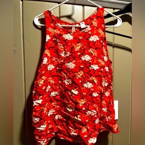 Floral print keyhole back tank top